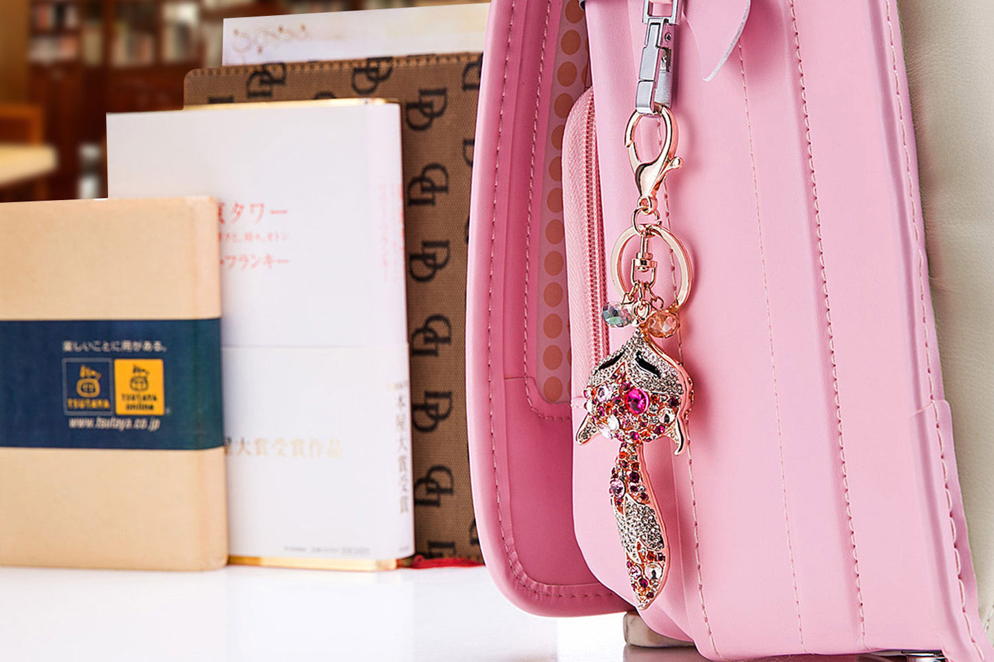 バッグチャーム (キツネ) キーホルダー キーリング