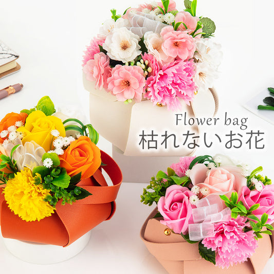 ソープフラワー バッグ アレンジメント 花 桜 バラ